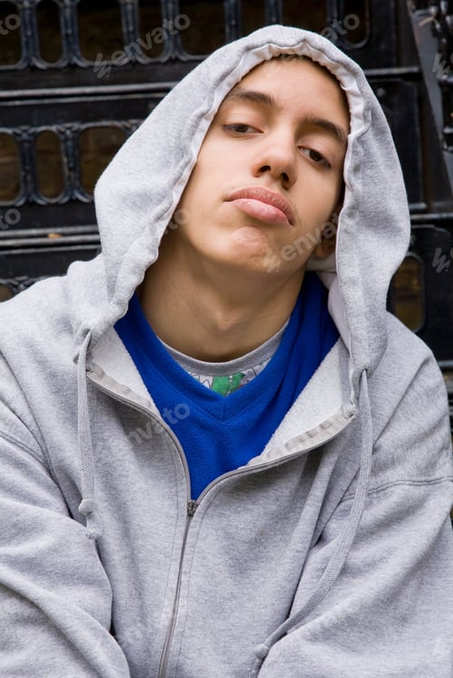 Preview: Mixed Race Teenager with Hooded top