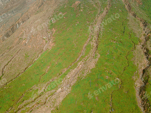 Preview: Aerial drone view of Mount Sinabung at Berastagi in North Sumatra, Indonesia.