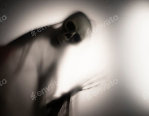 Preview: Shadow blur of horror skeleton. Halloween background.
