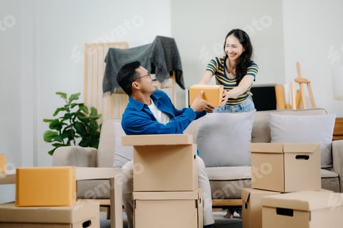 Preview: furniture decorate house with carton package move in new house