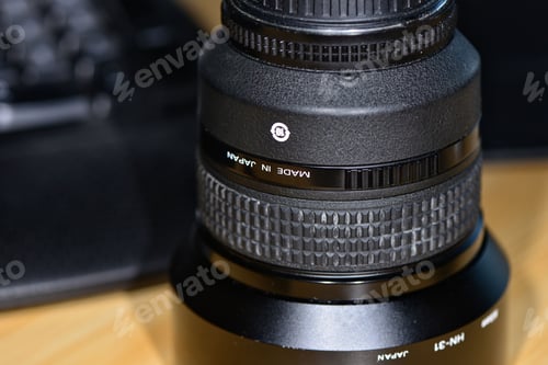 Preview: Photocamera lens close-up photography.