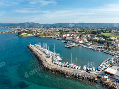 Preview: Aerial drone view of Urla district of Izmir, Turkey's third largest city. Iskele - Urla - Turkey