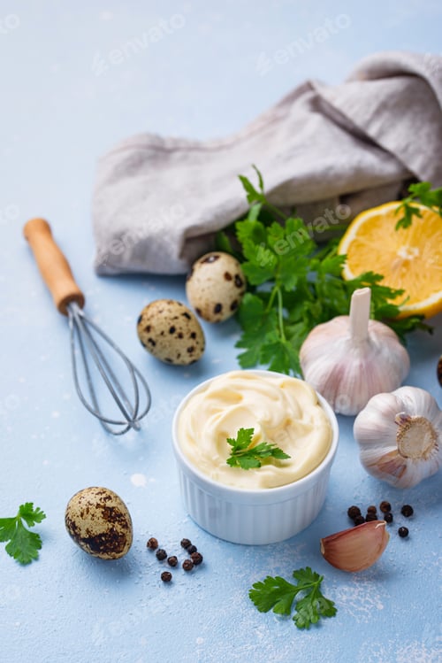 Preview: Homemade mayonnaise sauce with ingredient