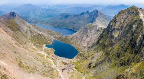 Preview: Glaslyn and llyn Llydaw lakes beside Mount Snowdon, Wales