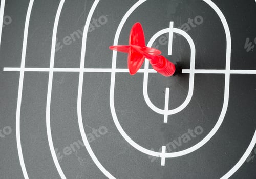 Preview: red arrow shooting at center of black dart board