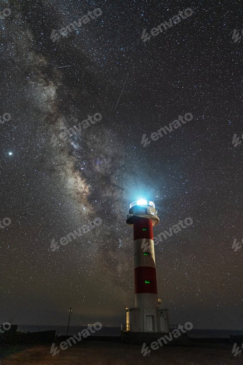 Preview: Fuencaliente lighthouse with the milky way on the route of the volcanoes