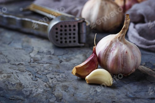 Preview: Fresh garlic on concrete background