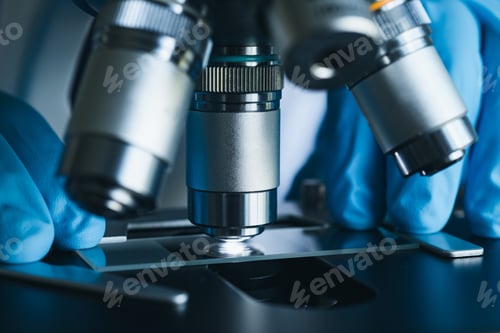 Preview: Microscope close-up shot in the laboratory