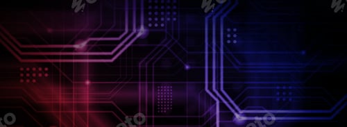 Visualização: Um fundo tecnológico abstrato que consiste em uma infinidade de linhas orientadoras e pontos luminosos