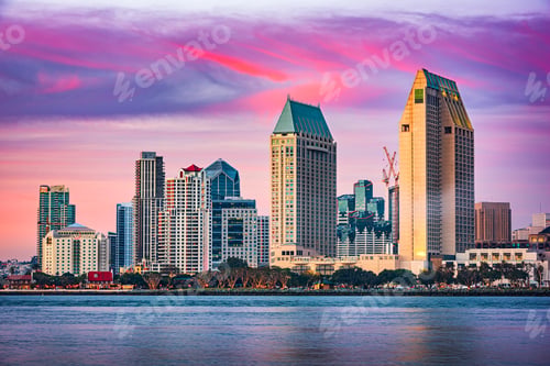 Preview: San Diego, California, USA Downtown City Skyline at Dusk
