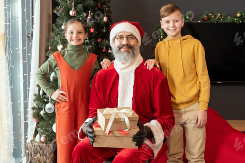 Preview: Kids Standing At Santa Claus