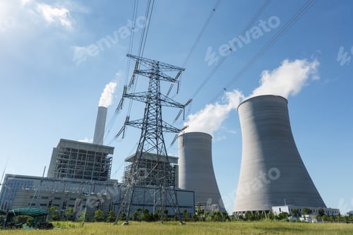 Preview: thermal power plant and electricity pylon