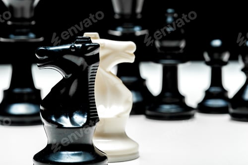 Preview: Chess game or chess pieces on white background