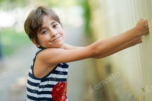 Preview: Little girl, eight years old, having fun outdoors