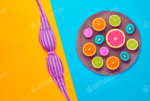 Preview: Fashion Bright Summer Color.Tropical fruit.Minimal