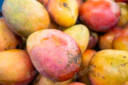 Preview: Stacks Of Mango Fruits In A Basket At Traditional Marketplace, Taiwan