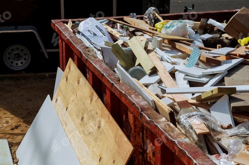 Preview: Dumpsters being full with garbage in a city. Dumpsters being full with garbage