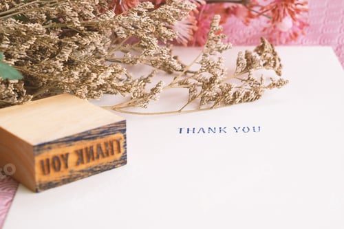 Preview: A note by stamped text to say Thank you