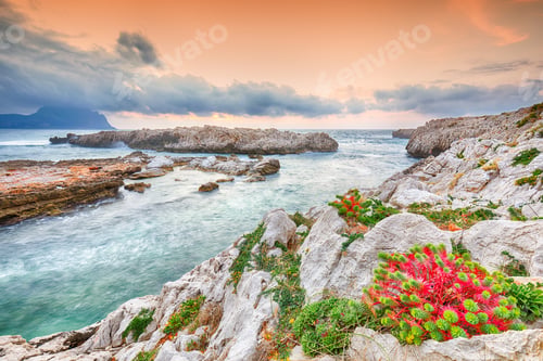 Preview: Gorgeous evening seascape of Isolidda Beach on San Vito cape.