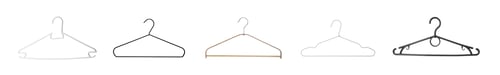 Preview: Different empty hangers isolated on white, set