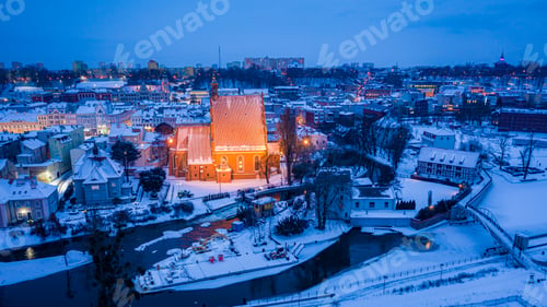 Preview: Opera in Bydgoszcz in winter at dusk, Poland, Europe