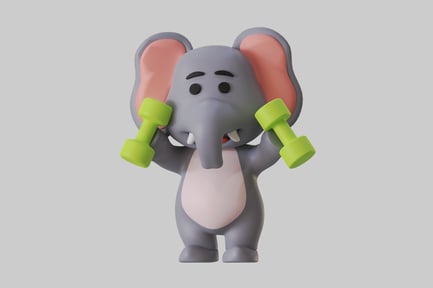 Preview: Elephant fitness cartoon character
