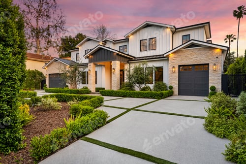 Preview: House in a charming neighborhood with stunning sidewalk landscaping.