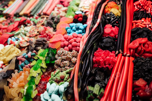 Preview: many different delicious chocolate cute autumn halloween candy on the retail market
