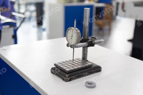 Preview: close shot of the special equipment for inspecting of metal details