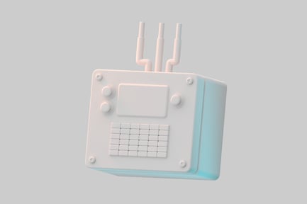 Visualização: Caixa de controle quadrada com tubos