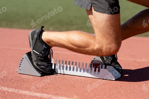 Preview: Sprinter starting to run from starting blocks