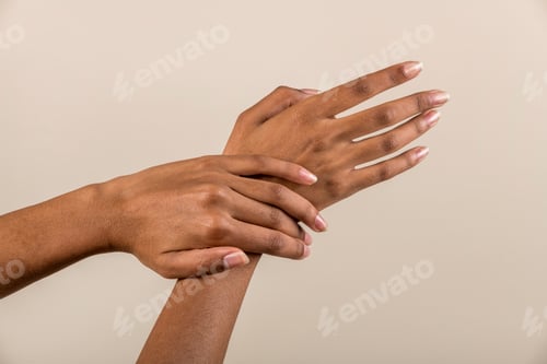 Preview: Unrecognizable woman showing perfect manicure