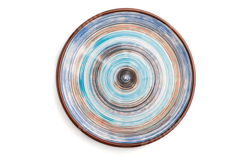 Preview: Empty blue ceramic plate isolated on white background. Top view, close up.