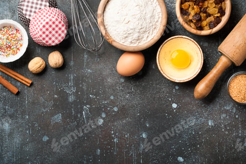 Preview: Baking background with ingredients