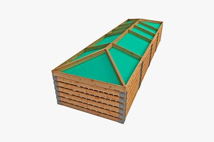 Aperçu: Structure en bois à plusieurs niveaux avec ossature métallique et toit en pente