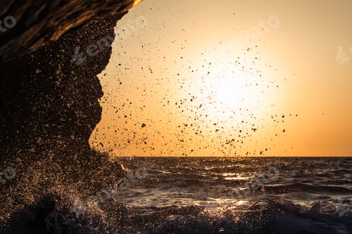 Preview: Waves at sunset at Seitani Bay, Samos, Greece