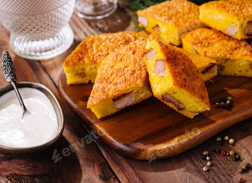 Preview: Traditional spanish tortilla on wooden cutting board