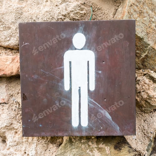 Preview: Closeup shot of men's toilet sign