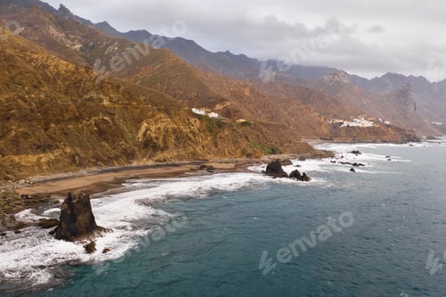 Preview: The sandy beach of Benijo on the island of Tenerife.The Canary Islands. Spain