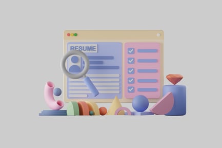Preview: Resume in a pastel color scheme with shapes and symbols.