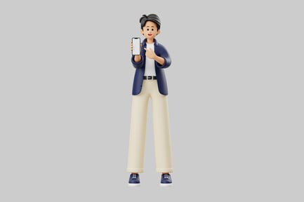 Preview: Cartoon man holding smartphone
