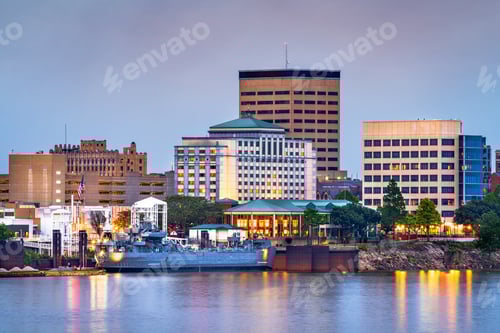 Preview: Evansville, Indiana, USA downtown skyline on the Ohio River