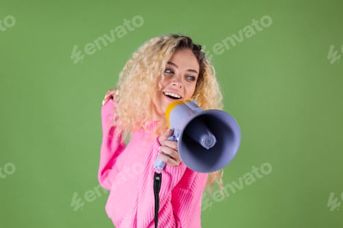 Preview: Young blonde woman with long curly hair