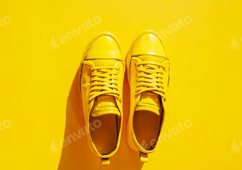 Preview: Yellow sneakers on a yellow isolated background