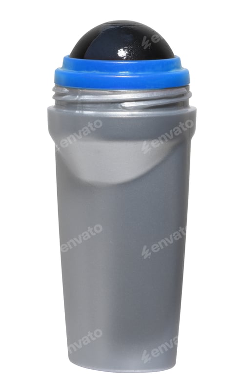 Preview: Silver roll-on deodorant without cap, with blue ring and black ball