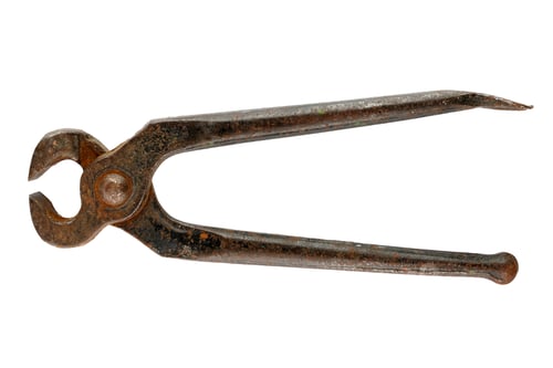 Preview: Old rusty pincers isolated on white background