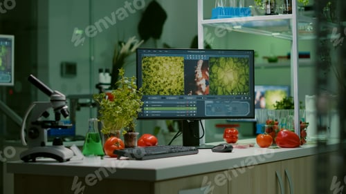Preview: Empty microbiology laboratory with nobody in it prepared for scientific experiment
