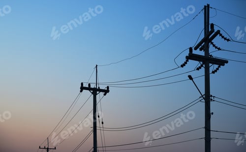 Preview: Electric pole with clear blue sky