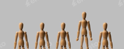 Preview: a leadership and business concept, wooden dolls with one unique person