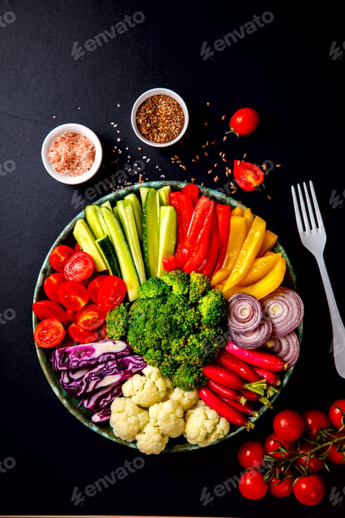 Preview: Salad.Raw mixed Vegetables.Vegetarian Buddha Bowl.